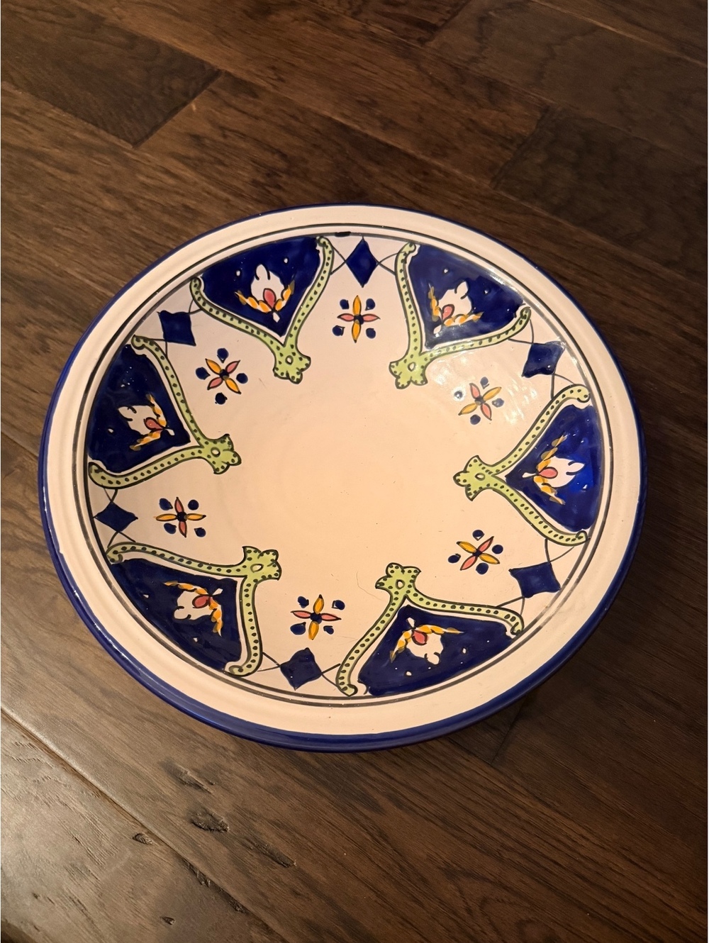 Vintage La Souk Tunisia Hand-Painted Ceramic Salad Bowl